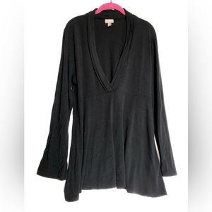 🍀 2 for $20 J Jill stretch casual black long sleeve v neck tunic top Large